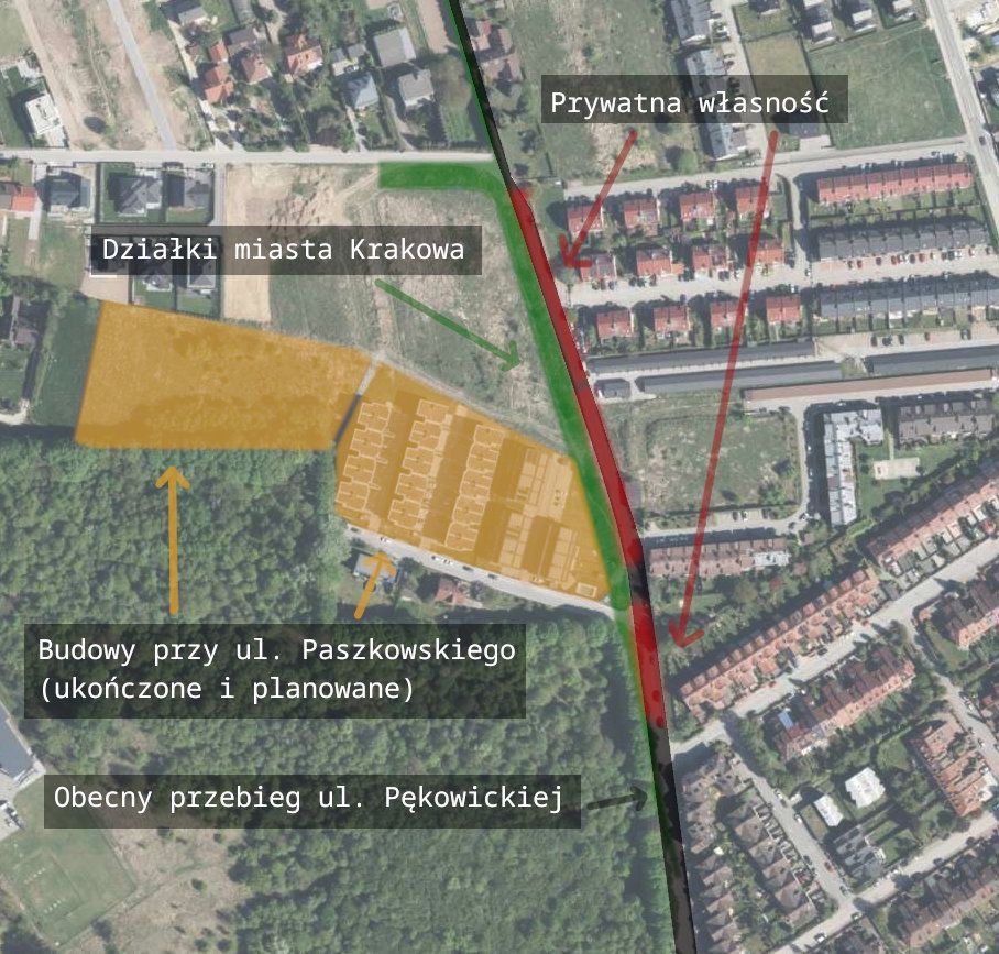Drogi i działki sąsiadujące z ul. Paszkowskiego
