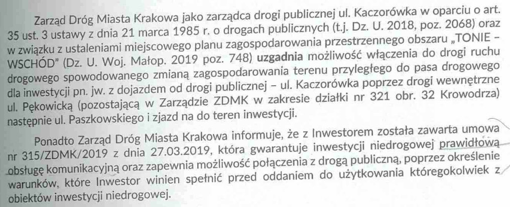Uzgodnienie w sprawie dostępu do drogi publicznej z 2019